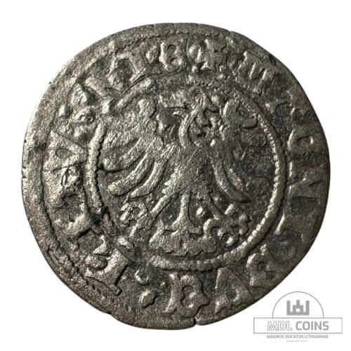 1501-1506 metų Aleksandro Jogailaičio 1/2 grašio - Renesansas - Katalogo nr. H18 A - Image 2