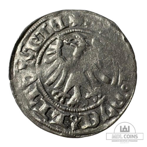 1501-1506 metų Aleksandro Jogailaičio 1/2 grašio - Gotika - Katalogo nr. H6 A - Image 2