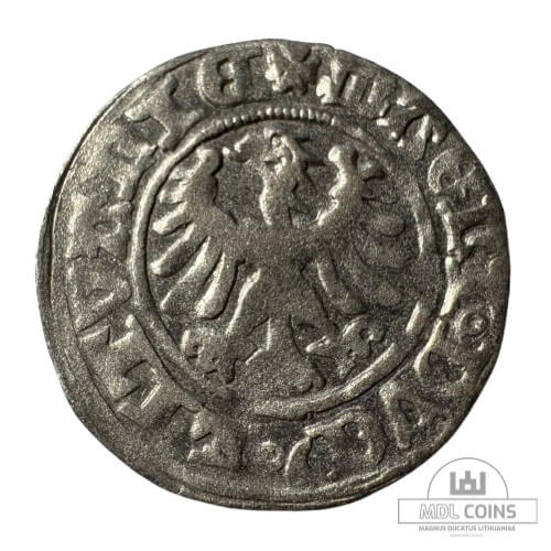 1501-1506 metų Aleksandro Jogailaičio 1/2 grašio - Gotika - Katalogo nr. H6 A - Image 2