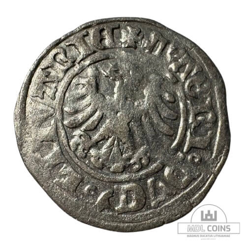 1501-1506 metų Aleksandro Jogailaičio 1/2 grašio - Gotika - Katalogo nr. H1 A - Image 2