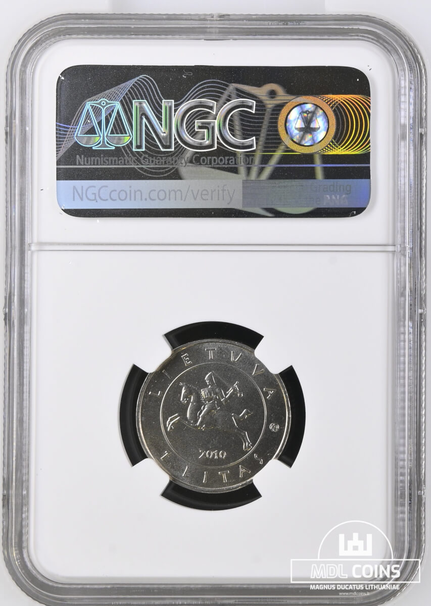 2010 metų sertifikuotas 1 litas - "Žalgirio mūšis" - NGC MS68 - Image 2