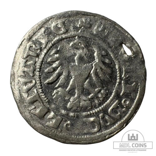 1501-1506 metų Aleksandro Jogailaičio 1/2 grašio - Gotika - Katalogo nr. H4 A - Image 2