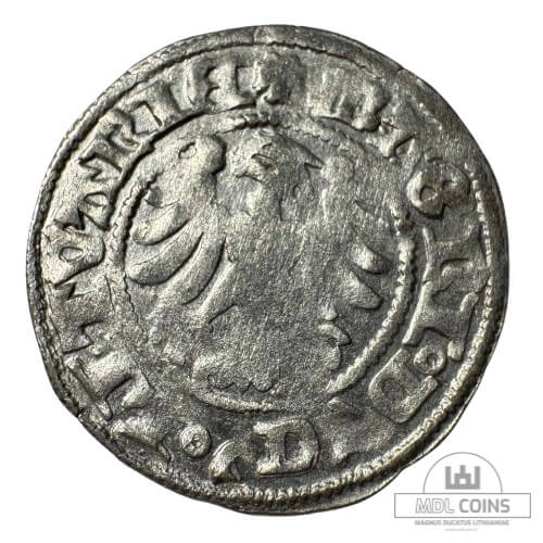 1501-1506 metų Aleksandro Jogailaičio 1/2 grašio - Gotika - Katalogo nr. H3 A - Image 2