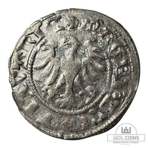 1501-1506 metų Aleksandro Jogailaičio 1/2 grašio - Gotika - Katalogo nr. H3 A - Image 2