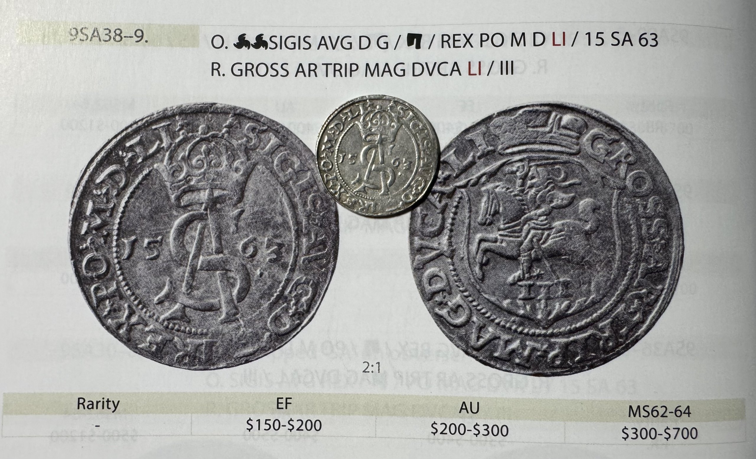 1563 metų Žygimanto Augusto 3 grašiai - Katalogo nr. 9SA38-9 - Kataloginė moneta - Image 4