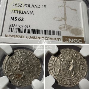 1652 metų Jono Kazimiero šilingas - NGC MS62