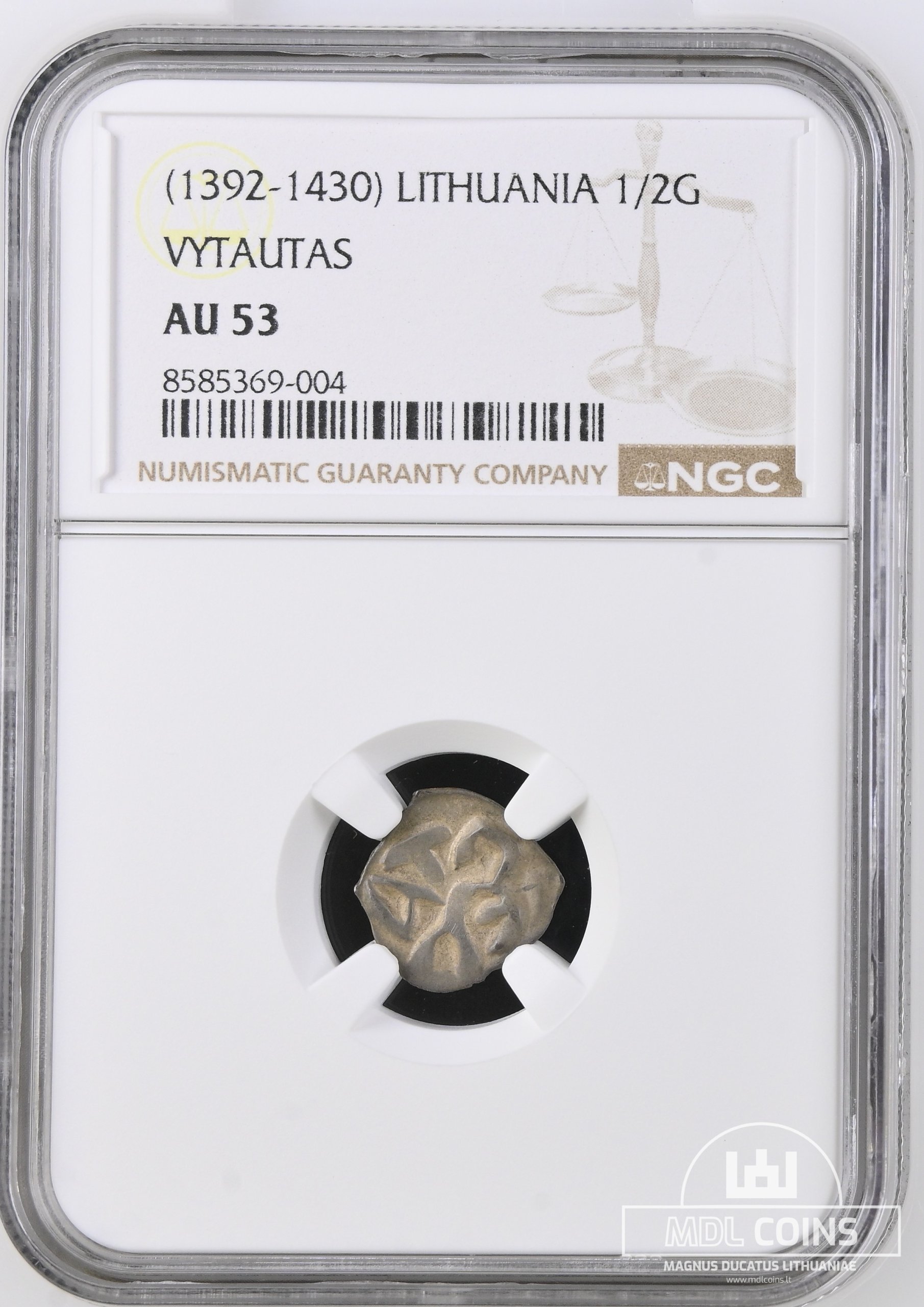 1396-1401 metų Vytauto Didžiojo 1/2 grašio – „PECHIAT” – 6V tipas - NGC AU53 - Image 2