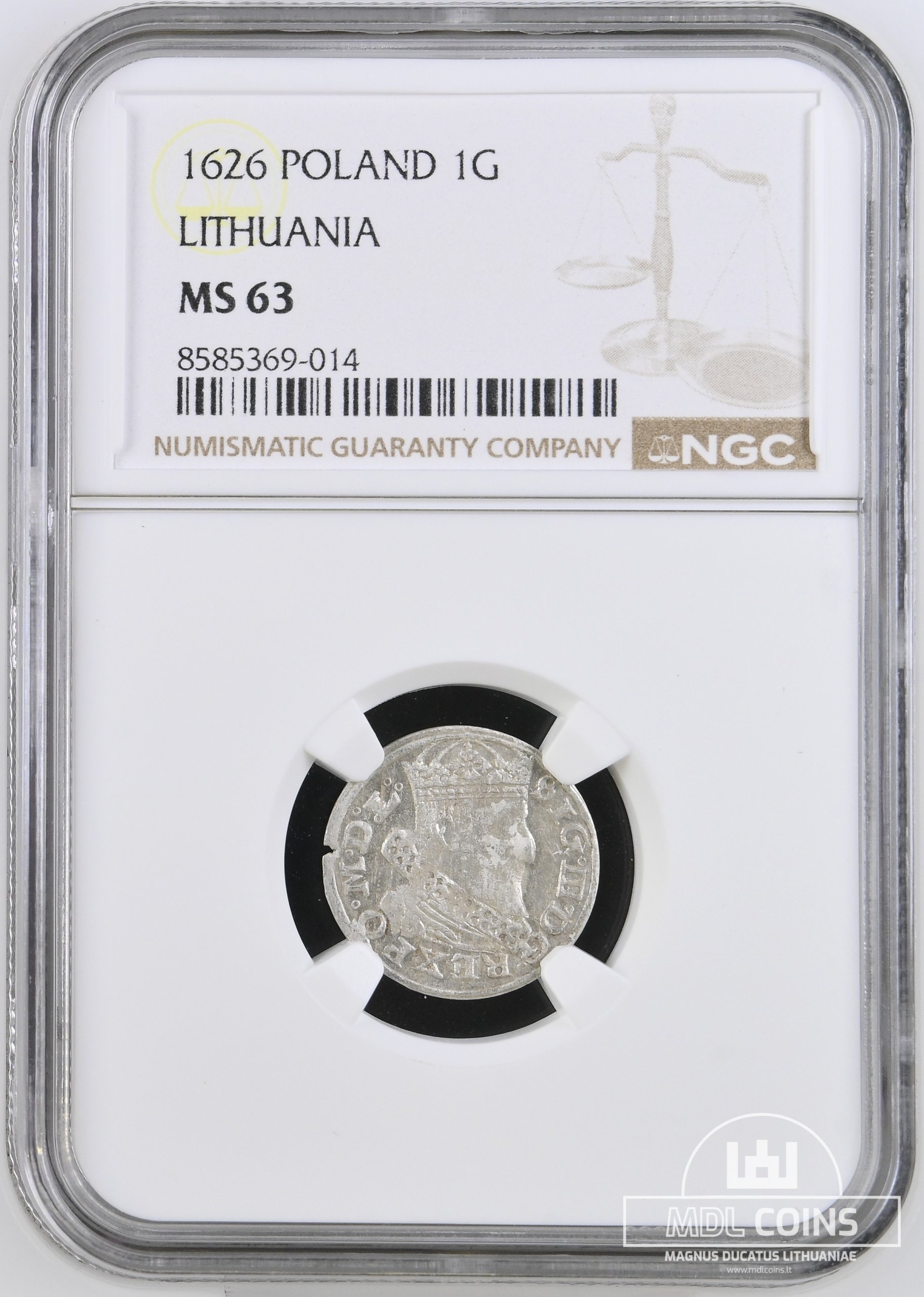 1626 metų Žygimanto Vazos grašis - NGC MS63 – (Sesija Nr.89 – Pabaiga 20260408 – 22.10 val. + 2 min. „Anti-sniping”) - Image 2
