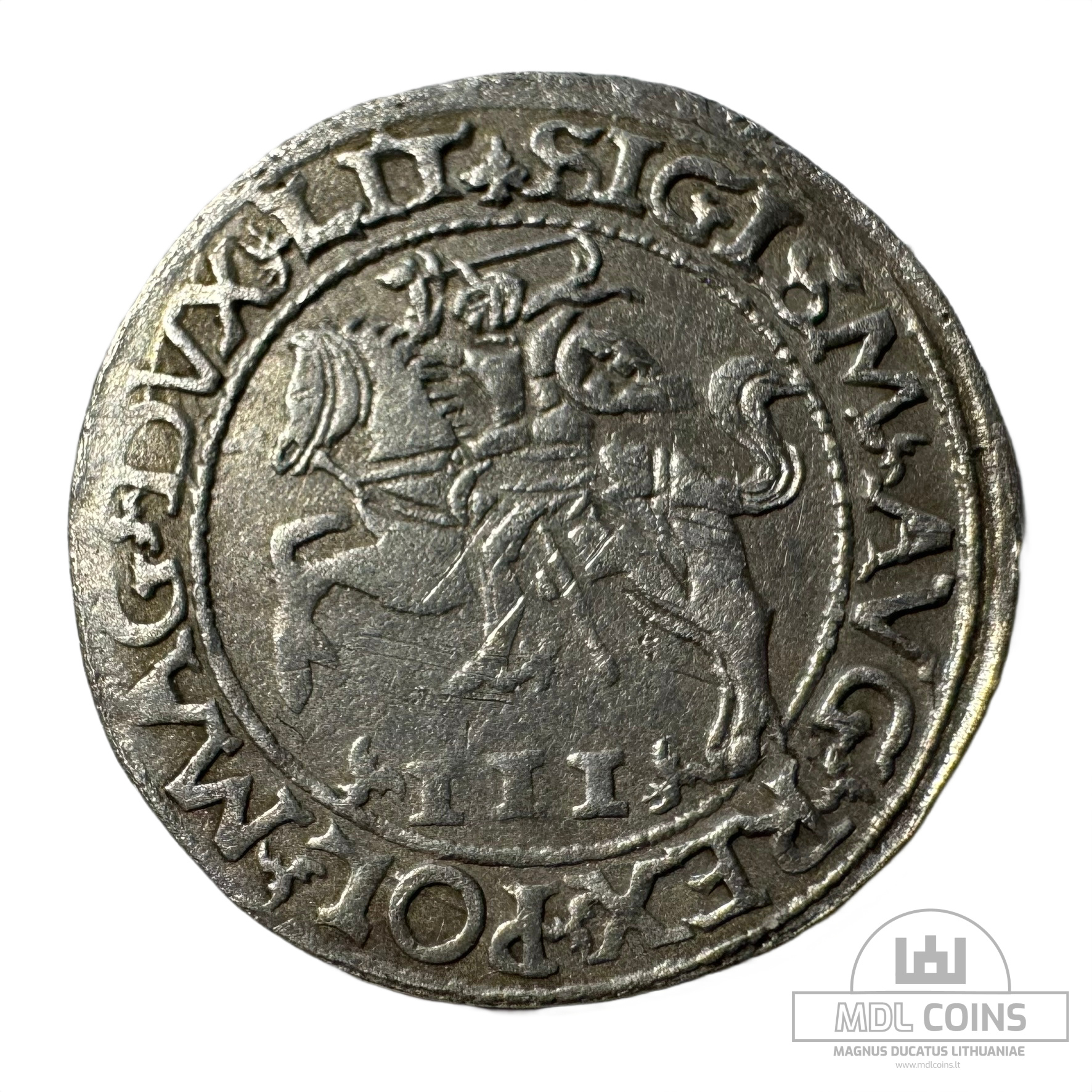 1565 metų Žygimanto Augusto 3 grašiai – „Satyrinis” – Katalogo nr. 9SA60-14 – RR retumas