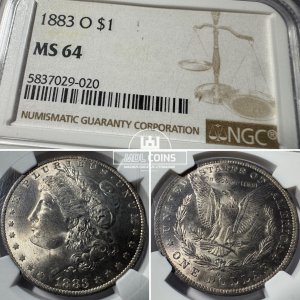 JAV - 1883 metų 1 doleris - "Morganas" - NGC MS64 - (Sidabras 900 / 26,73 g)