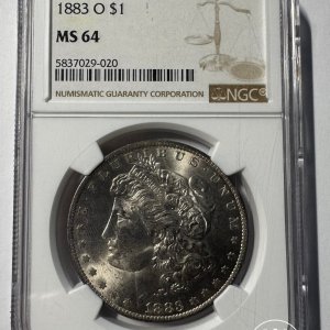 Alternative view of JAV - 1883 metų 1 doleris - "Morganas" - NGC MS64 - (Sidabras 900 / 26,73 g)