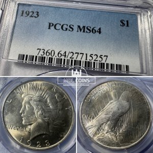 JAV - 1923 metų 1 doleris - "Taikos doleris" - PCGS MS64 - (Sidabras 900 / 26,73 g)