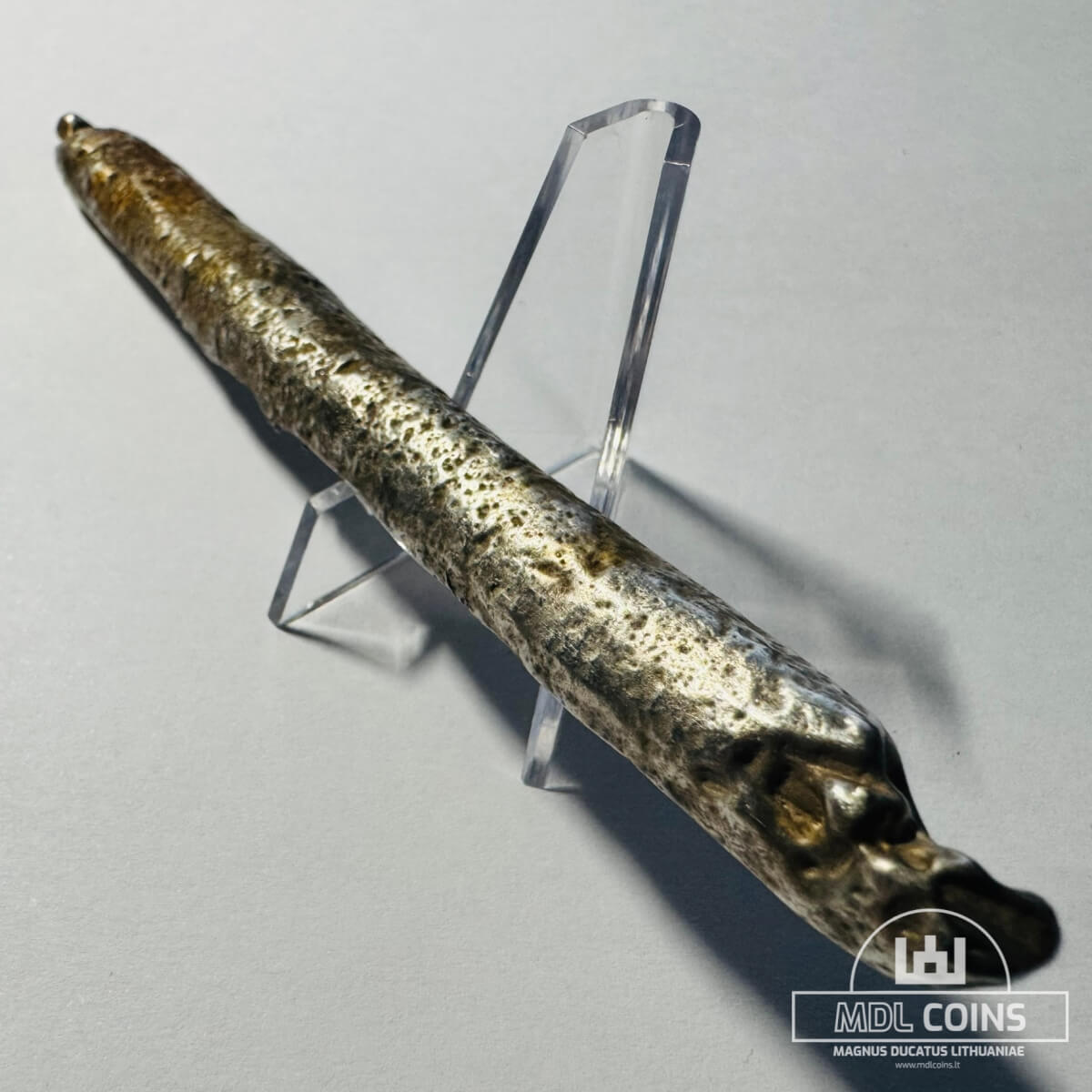 XIV amžiaus Lietuviškas sidabrinis lydinys / ilgasis be įkirtimų (14 cm / 102,38 g)