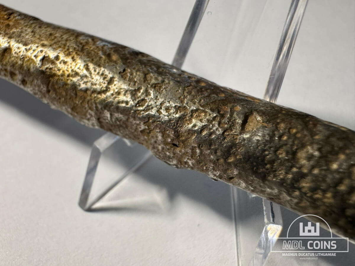 XIV amžiaus Lietuviškas sidabrinis lydinys / ilgasis be įkirtimų (14 cm / 102,38 g) - Image 2