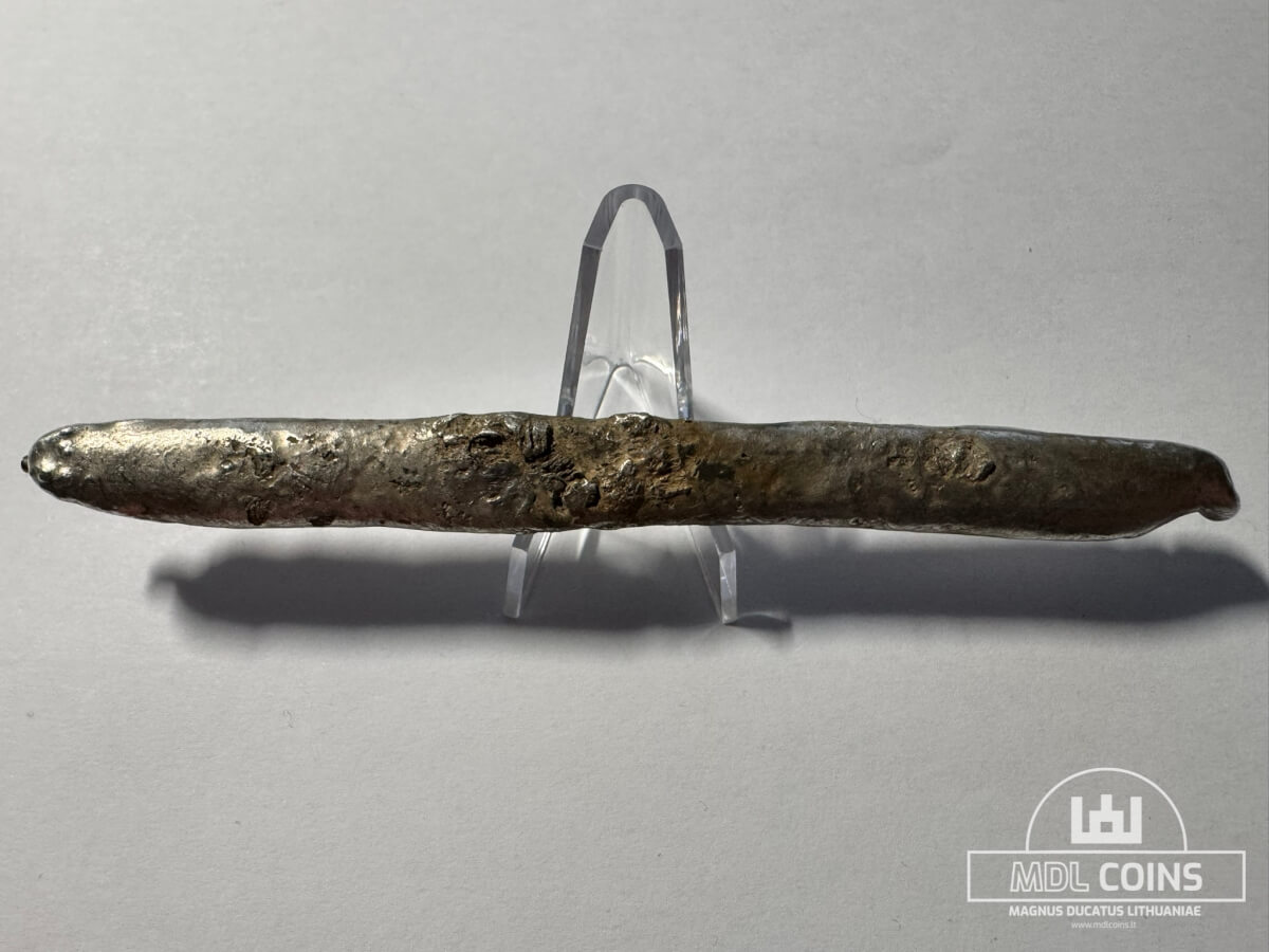 XIV amžiaus Lietuviškas sidabrinis lydinys / ilgasis be įkirtimų (14 cm / 102,38 g) - Image 4