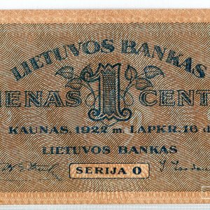 1922 metų 1 centas - O serija - aUNC-UNC