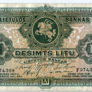 1927 metų 10 litų - F serija - VF-XF