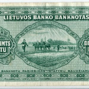 Alternative view of 1927 metų 10 litų - F serija - VF-XF
