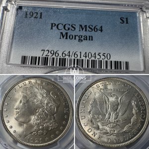 JAV - 1921 metų 1 doleris - "Morganas" - PCGS MS64 - (Sidabras 900 / 26,73 g)