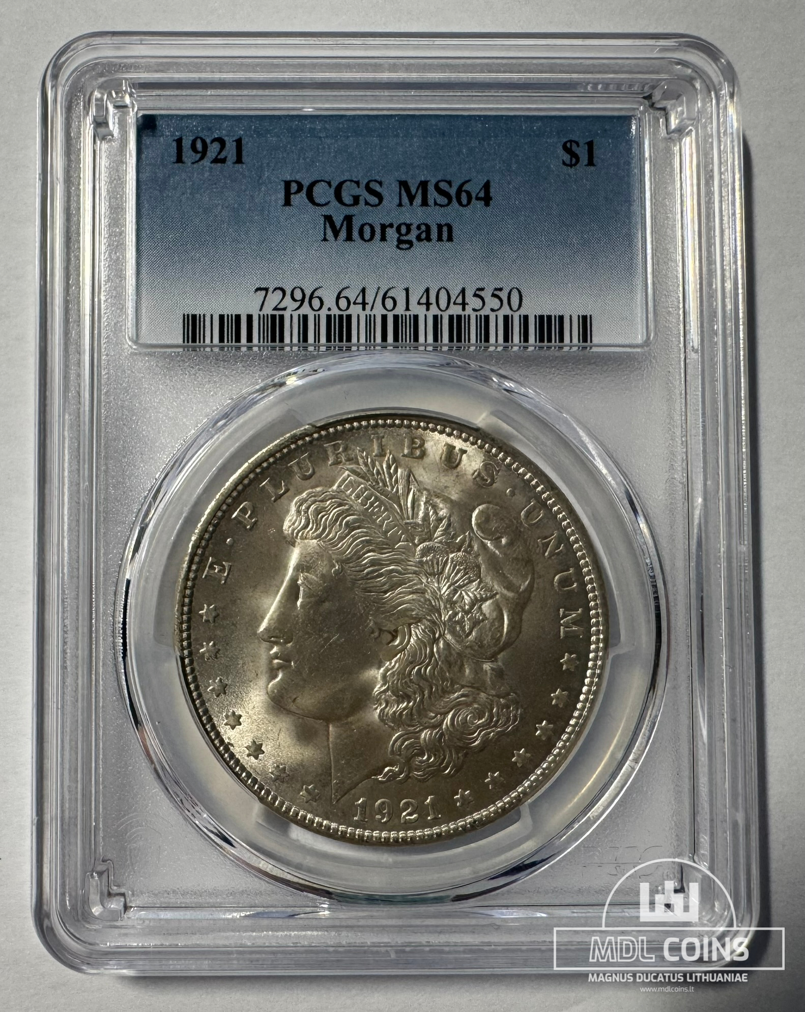 JAV - 1921 metų 1 doleris - "Morganas" - PCGS MS64 - (Sidabras 900 / 26,73 g) - Image 2