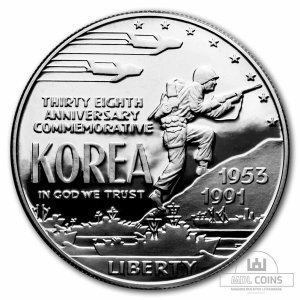 Alternative view of JAV - 1991 metų 1 doleris - "Korean war memorial coin" - (Sidabras 900 / 26,73 g)