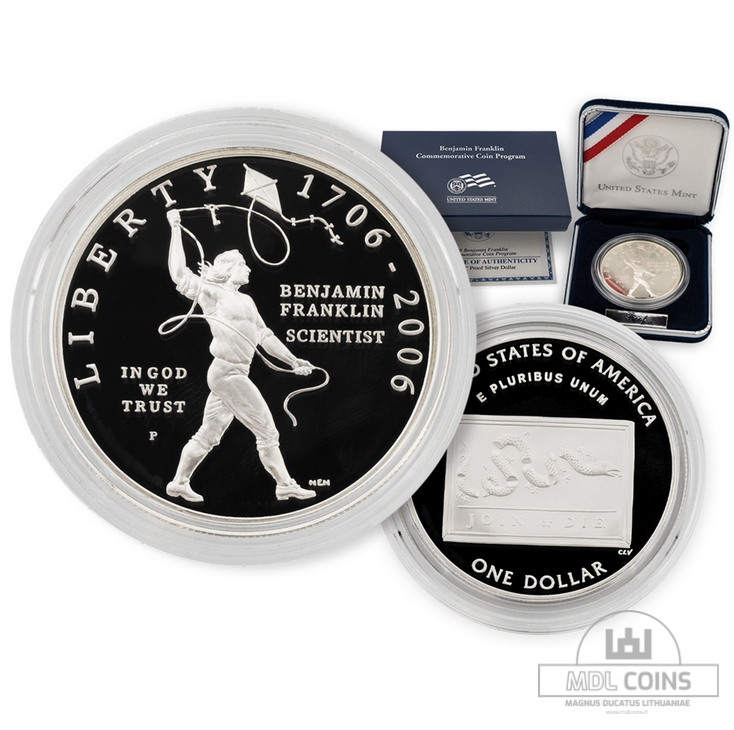 JAV - 2006 metų 1 doleris - "Benjamin Franklin" - (Sidabras 900 / 26,73 g)
