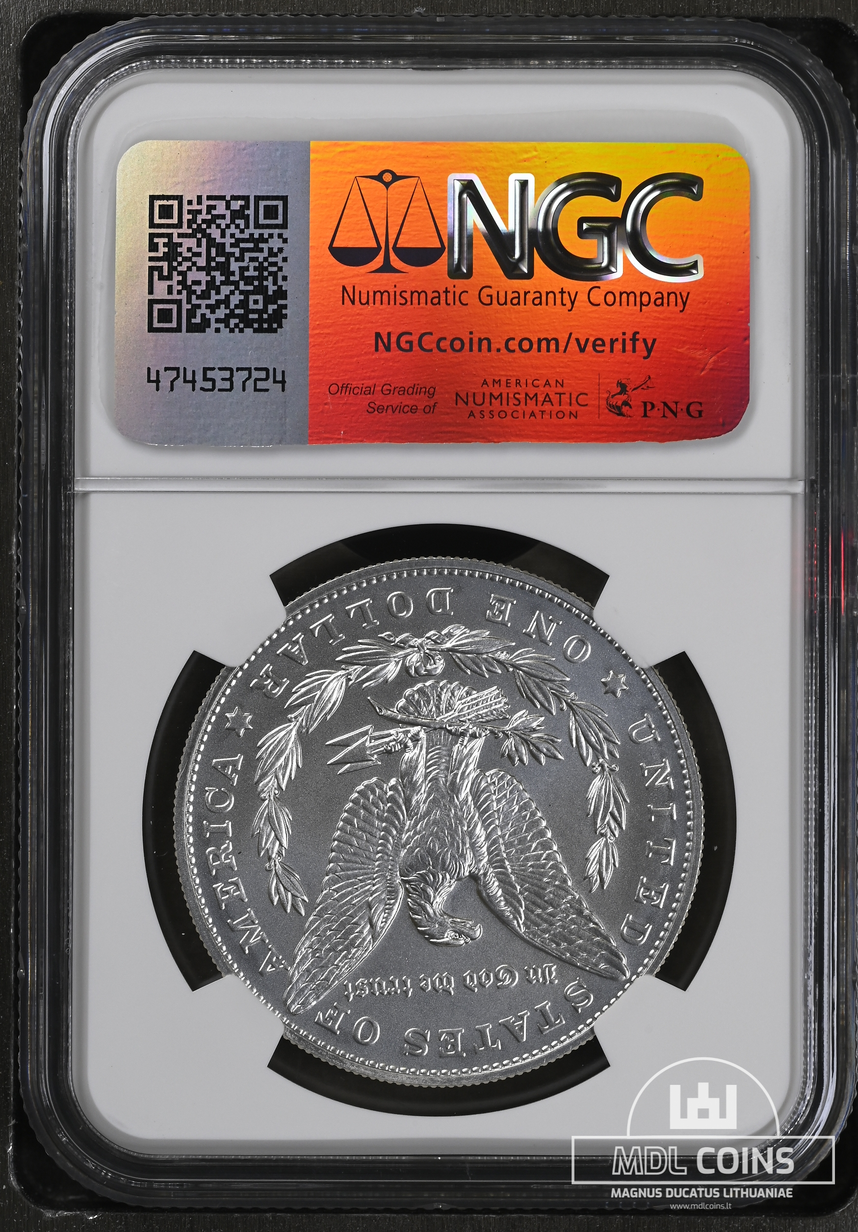 JAV - 2023 metų 1 doleris - "Morganas" - NGC MS70 - THE OFFICIAL RED BOOK - (Sidabras 999 / 26,715 g) - Image 3