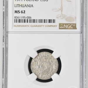 Alternative view of 1511 metų Žygimanto Senojo 1/2 grašio – Katalogo nr. H39 A – NGC MS62