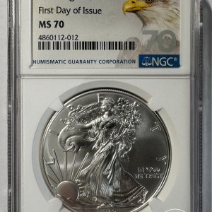 Alternative view of JAV - 2018 metų 1 doleris - "Silver Eagle" - NGC MS70 - FIRST DAY OF ISSUE - (Sidabras 999 / 31,1 g)