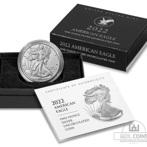 JAV - 2022 metų 1 doleris - "Silver Eagle" - Su dėžute - (Sidabras 999 / 31,1 g)