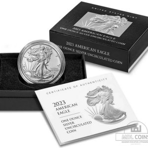 JAV - 2023 metų 1 doleris - "Silver Eagle" - Su dėžute - (Sidabras 999 / 31,1 g)