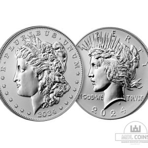 Alternative view of JAV - 2024 metų dviejų monetų komplektas - "MORGAN AND PEACE DOLLAR REVERSE PROOF TWO-COIN SET" - Su dėžute - (Sidabras 999 / 26,715 g)