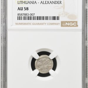 Alternative view of 1498-1506 metų Aleksandro Jogailaičio denaras – Gotika – NGC AU58