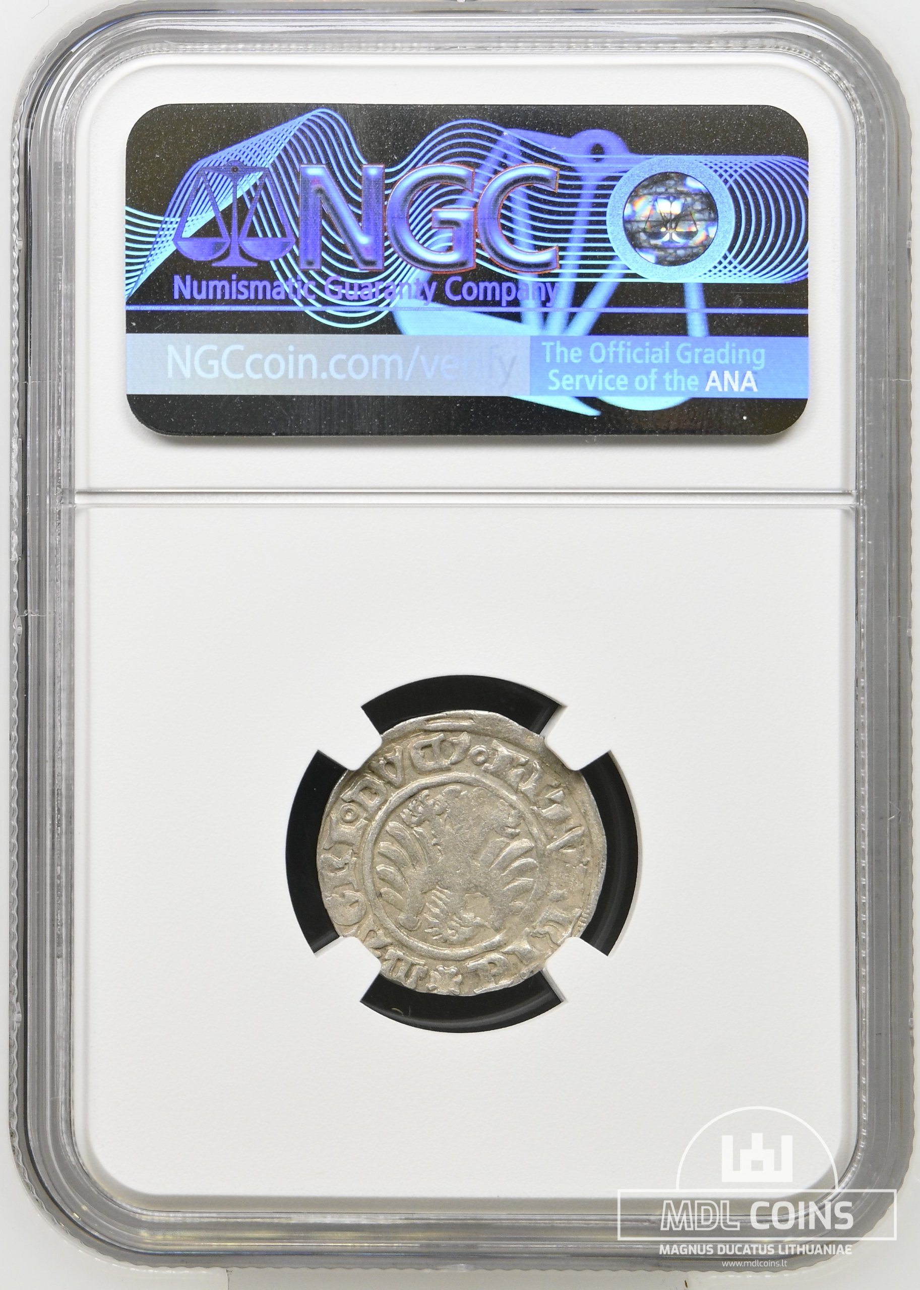 1501-1506 metų Aleksandro Jogailaičio 1/2 grašio – Gotika – NGC AU53 - Image 3
