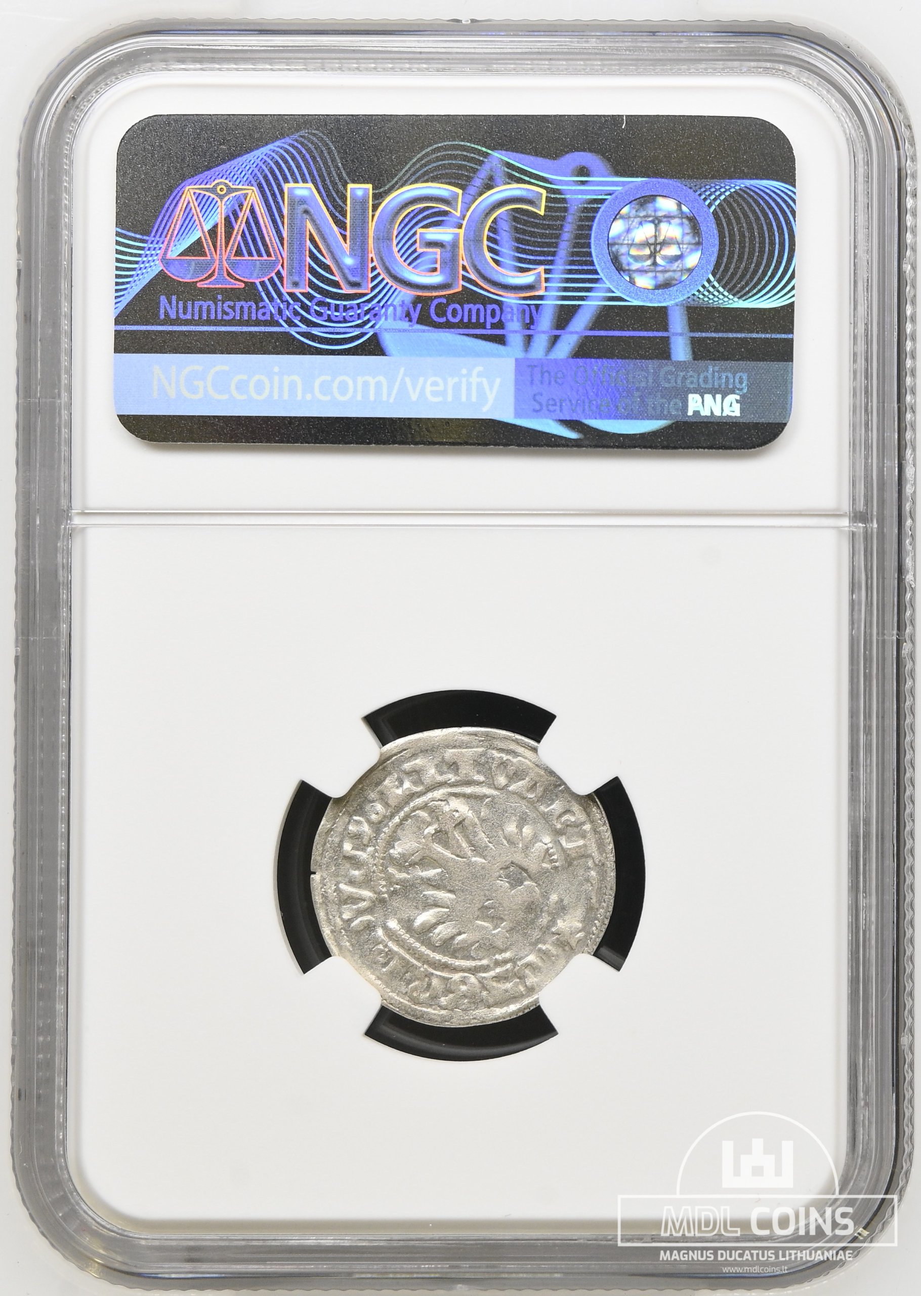 1501-1506 metų Aleksandro Jogailaičio 1/2 grašio – Gotika – NGC AU53 - Image 3