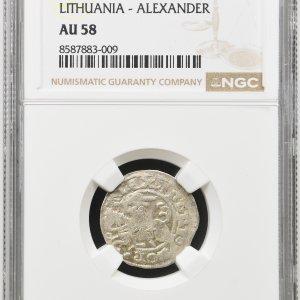 Alternative view of 1501-1506 metų Aleksandro Jogailaičio 1/2 grašio – Gotika – NGC AU58