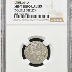 Alternative view of 1510 metų Žygimanto Senojo 1/2 grašio – NGC AU55 MINT ERROR - Dvigubas kalimas
