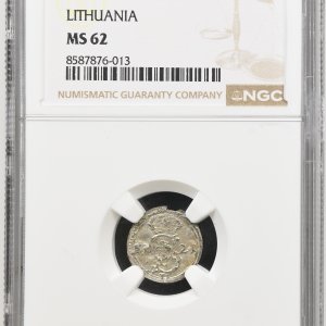 Alternative view of 1621 metų Žygimanto Vazos 2 denarai - NGC MS62 – (Sesija Nr.89 – Pabaiga 20260408 – 22.06 val. + 2 min. „Anti-sniping”)