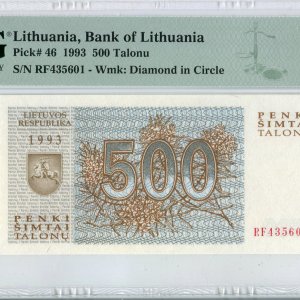 1993 metų 500 talonų - RF serija - PMG 67 Superb Gem Unc EPQ