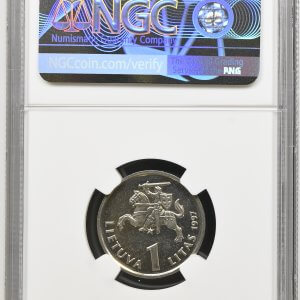 Alternative view of 1997 metų sertifikuotas 1 litas - "Jurgutis" - NGC MS63 – (Sesija Nr.90 – Pabaiga 20260414 – 21.52 val. + 2 min. „Anti-sniping”)