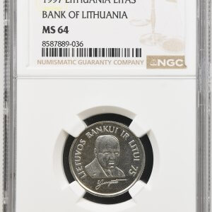 1997 metų sertifikuotas 1 litas - "Jurgutis" - NGC MS64