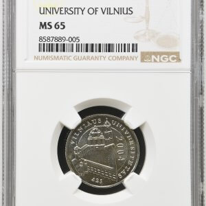 2004 metų sertifikuotas 1 litas - "Vilniaus universitetas" - NGC MS65
