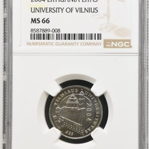 2004 metų sertifikuotas 1 litas - "Vilniaus universitetas" - NGC MS66