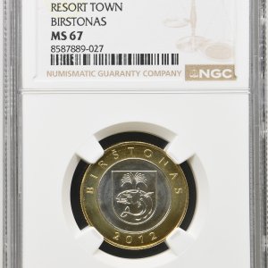 Alternative view of 2012 metų sertifikuotas proginių 2 litų komplektas - "Lietuvos kurortai" - MS67/66/65/65