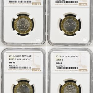 2013 metų sertifikuotas proginių 2 litų komplektas - "Gamtos kūriniai" - MS65/65/65/65