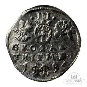 1594 metų Žygimanto Vazos 3 grašiai