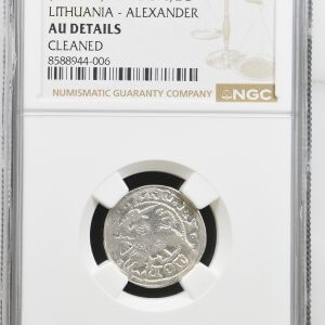 Alternative view of 1501-1506 metų Aleksandro Jogailaičio 1/2 grašio – Gotika – NGC AU Details