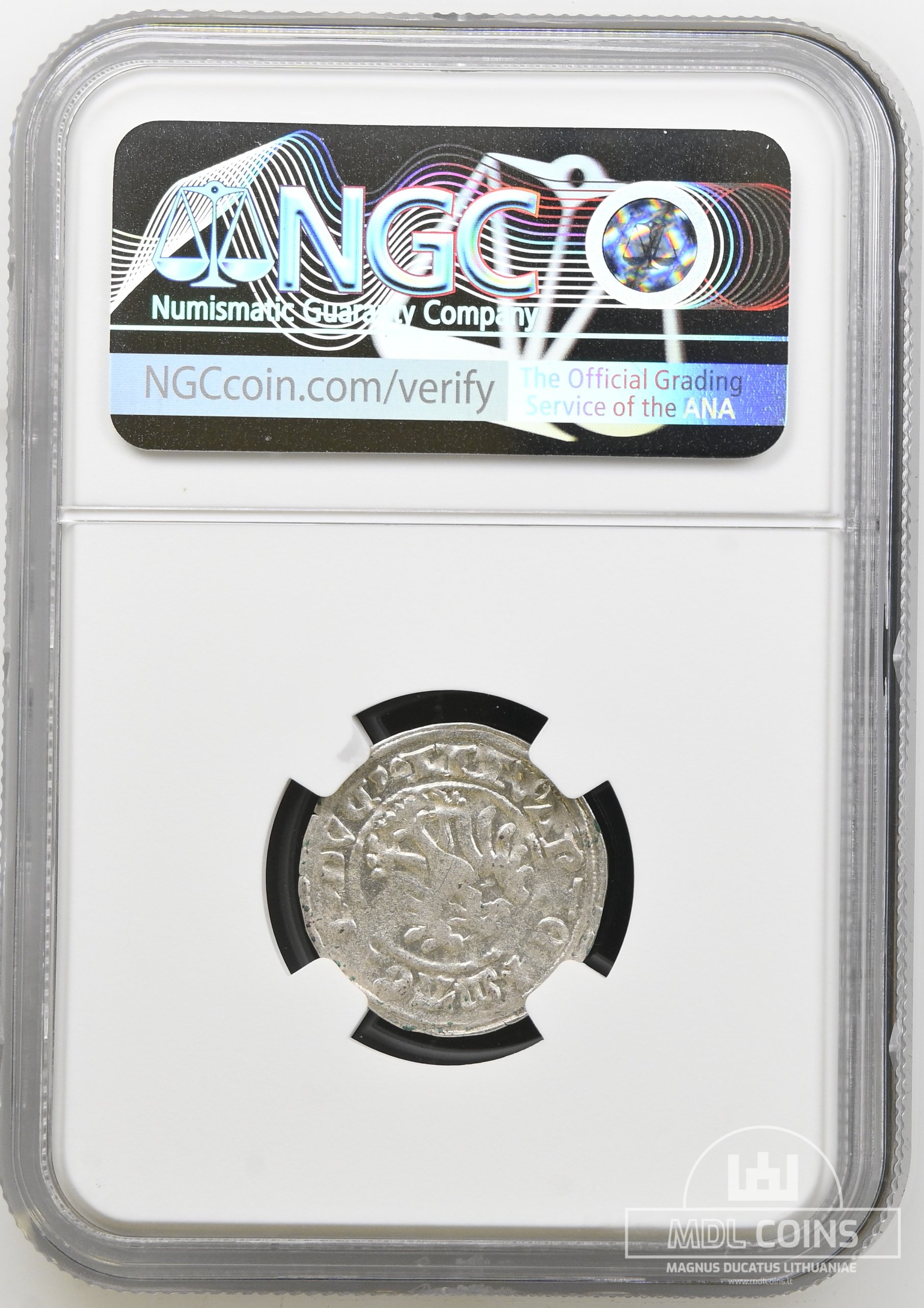 1501-1506 metų Aleksandro Jogailaičio 1/2 grašio – Gotika – NGC AU55 - Image 3