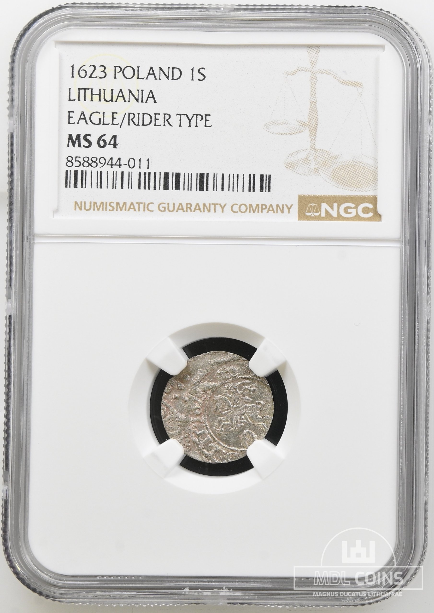 1623 metų Žygimanto Vazos šilingas - NGC MS64 - Image 2