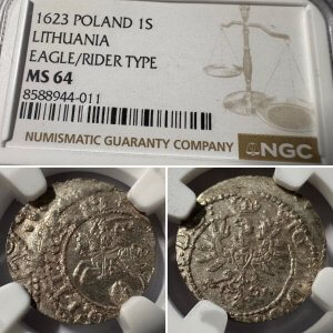 1623 metų Žygimanto Vazos šilingas - NGC MS64